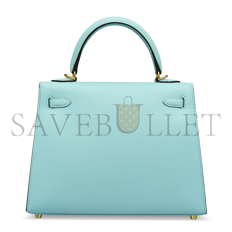H**mes BLUE ZEPHYR EPSOM LEATHER SELLIER KELLY 25 WITH GOLD HARDWARE (25*17*7cm)